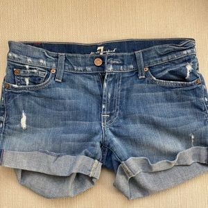 7 for all mankind cuffed jean shorts